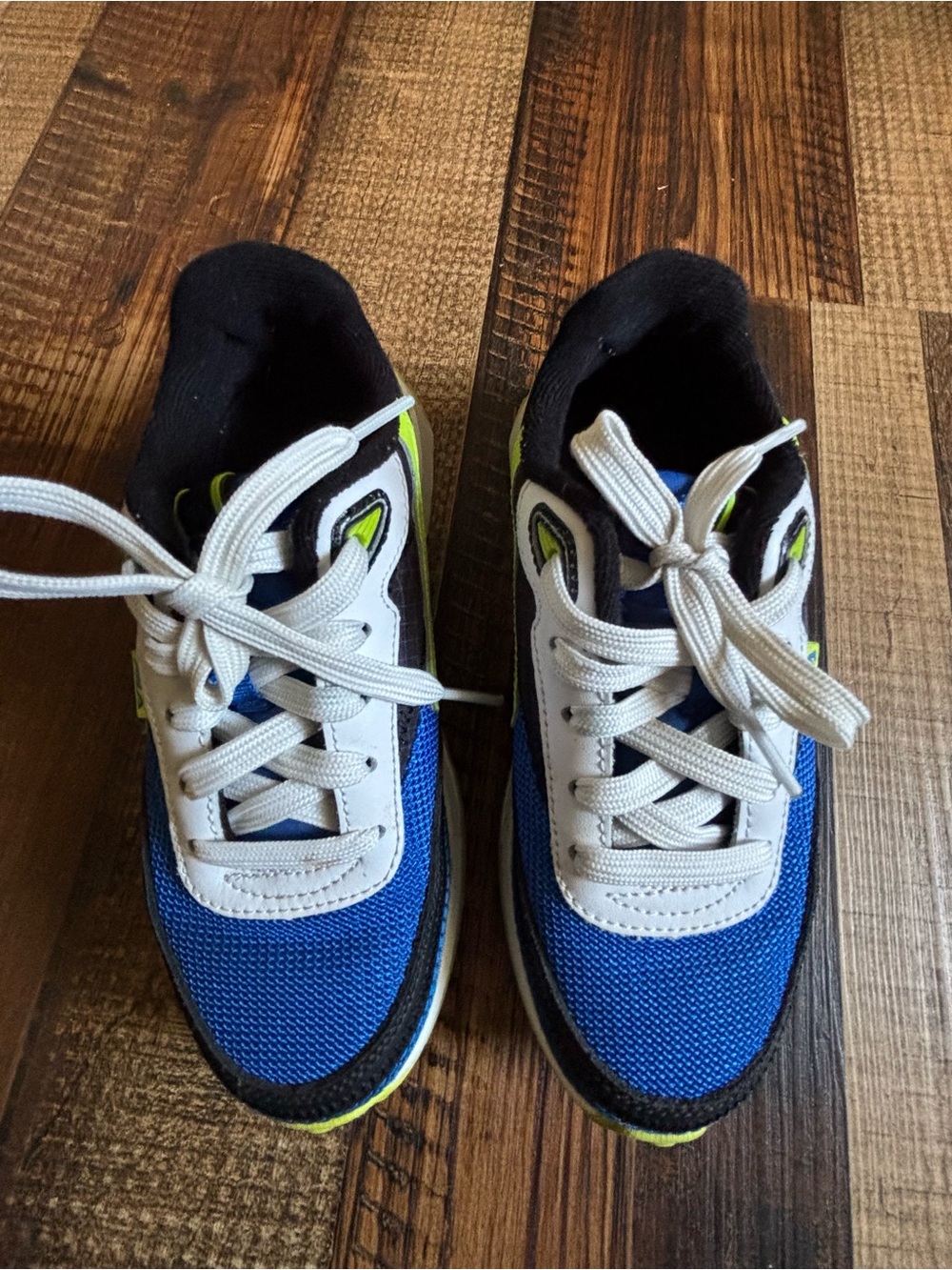 Fila Kids Blue White and Neon Green Lace-Up Sneakers